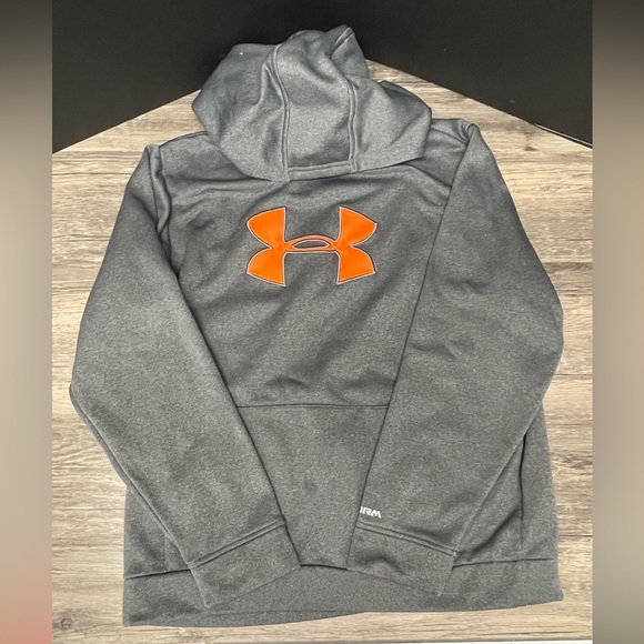 Under Armour Gray Hoodie with Orange Logo-Youth XLarge​ - Picture 1 of 8